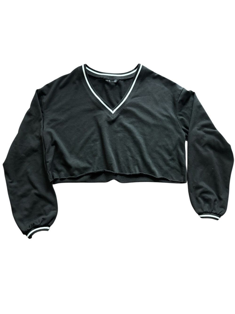 Black V Neck Cropped Top Extra Small